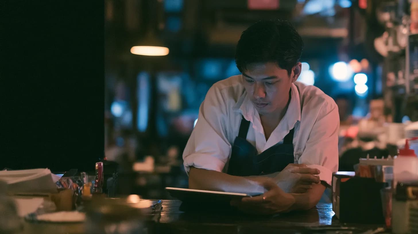 Restaurant team serving guests at the counter