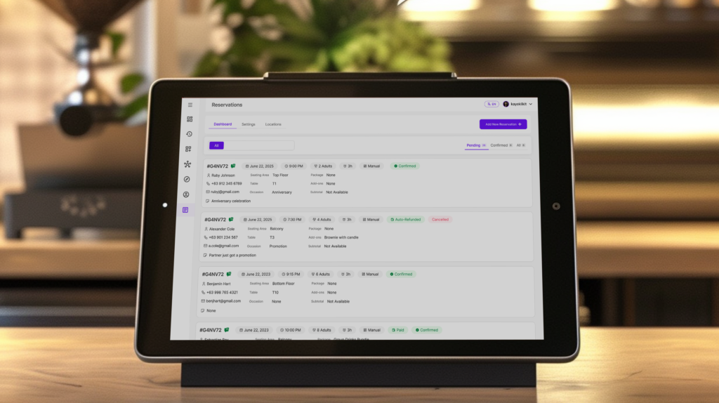 Photo of klikit Reservation dashboard