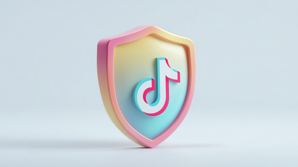 TikTok Shop safety illustration with shield and padlock icons